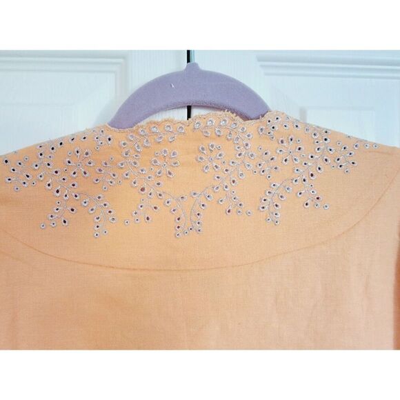 Susan Graver L Jacket Womens Peach W/Silver Eyelets Blazer Linen Blend Vintage - Picture 8 of 8
